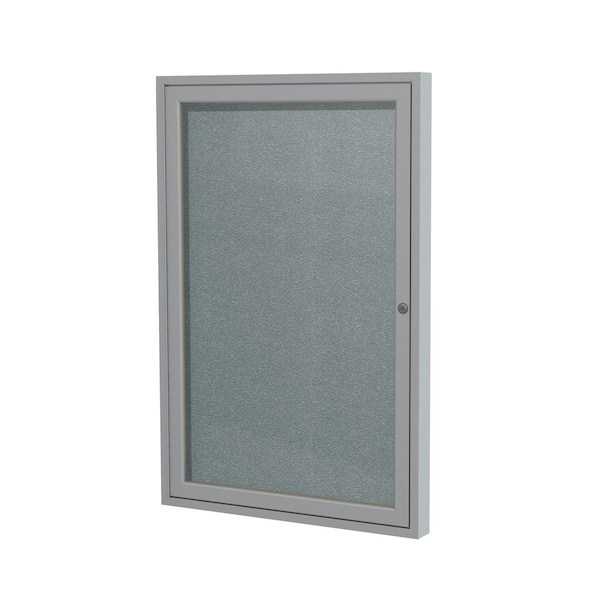 Enclosed Bulletin Board, 1 Door, Vinyl, 3 ft H x 30 in W, Stone